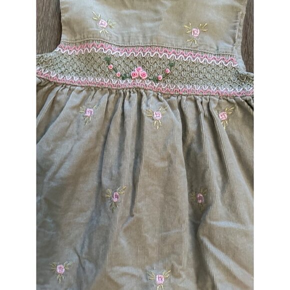 Vintage Green and Pink Floral Smocked Dress Size 12 months - Picture 2 of 4